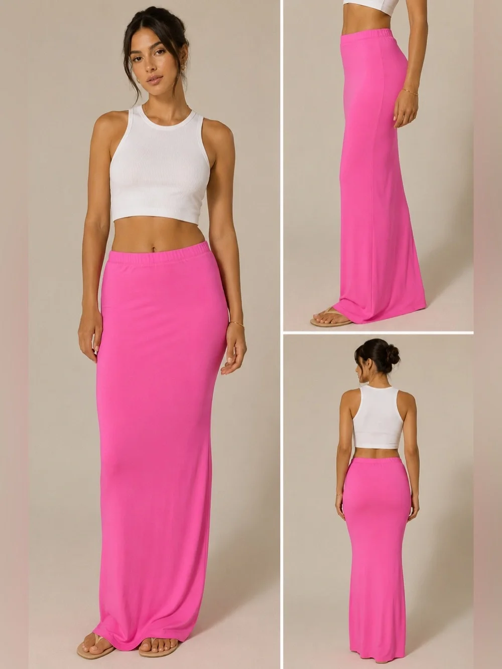 SKIMS Swim Cover Up Maxi Skirt Pink Small High Waist Bodycon Beach Resort Strech